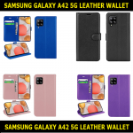 Leather Wallet Flip Book Case Cover with Strap For Samsung Galaxy A42 5G SM-A426B Slim Fit and Sophisticated in Look